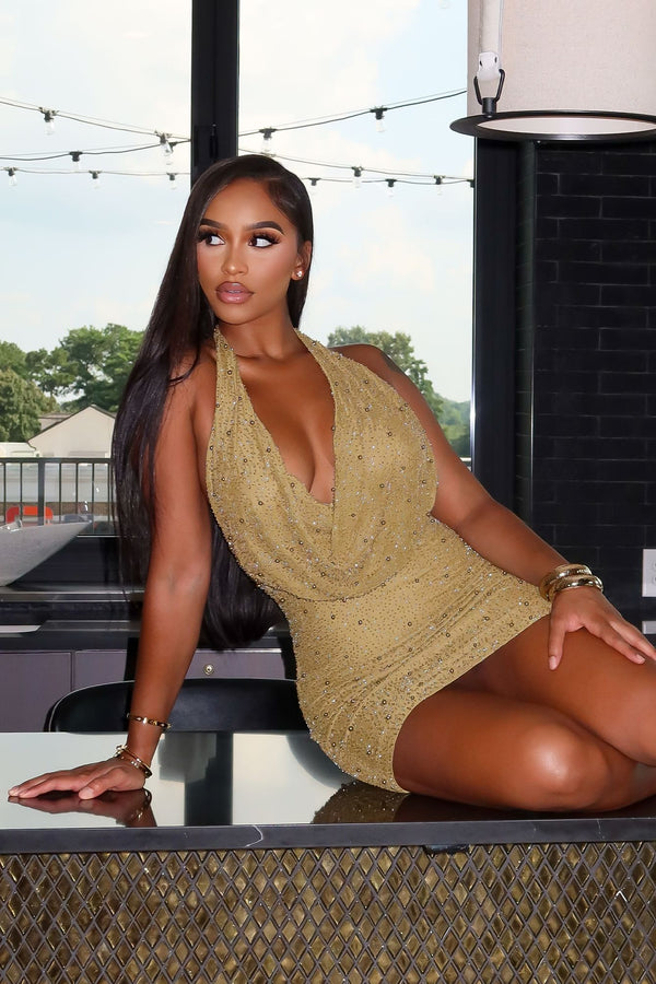 Adelaide Mesh Pearl Mini Dress